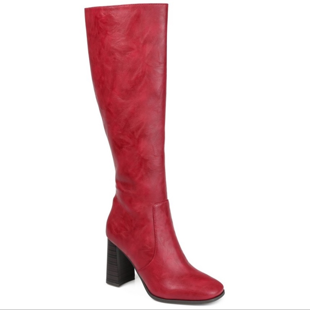 Journee Collection Karima Red Heeled Boots 8.5